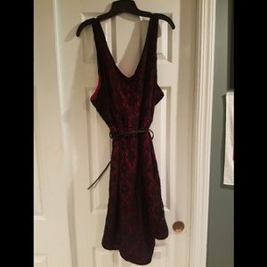 Sexy red dress under black lace