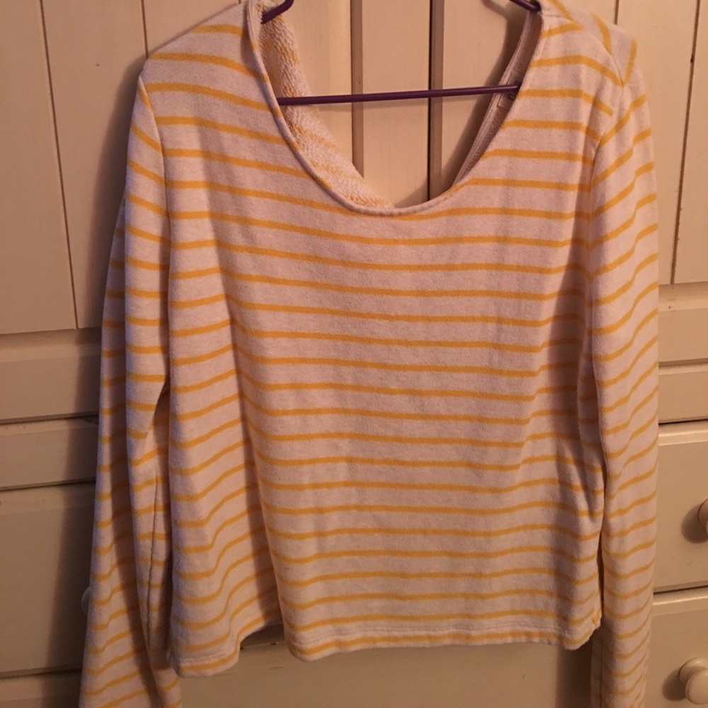 Yellow and White Off the Shoulder Sweater