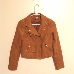 Faux Camel Suede Moto Jacket