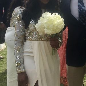 Custom made creme beaded gown
