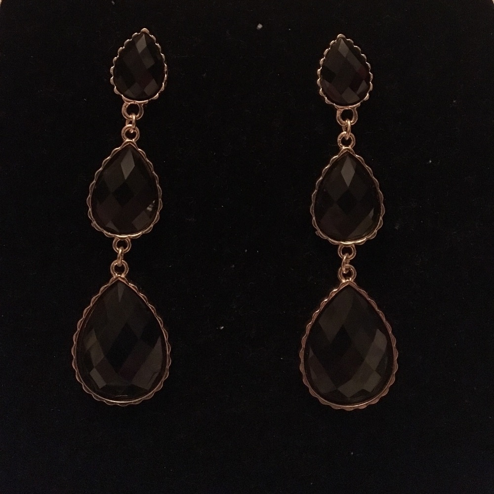 Earrings-black & gold costume jewelry