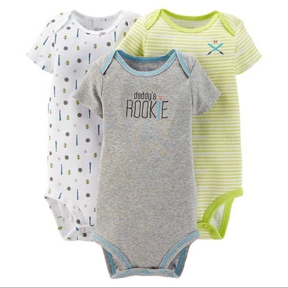 Carter's Baby Boys' 3 Pack Bodysuits, Newborn