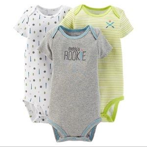 Carter's Baby Boys' 3 Pack Bodysuits, Newborn