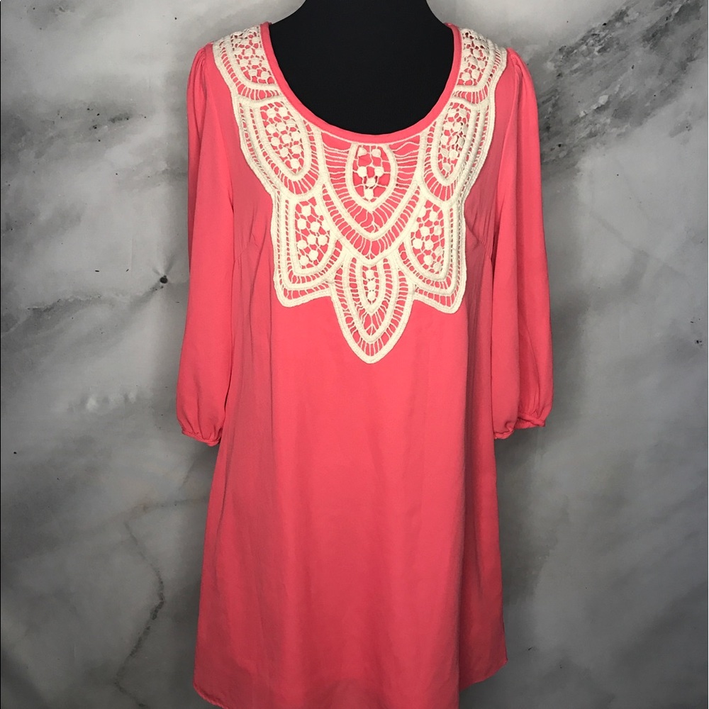 Coral Lace Summer Dress