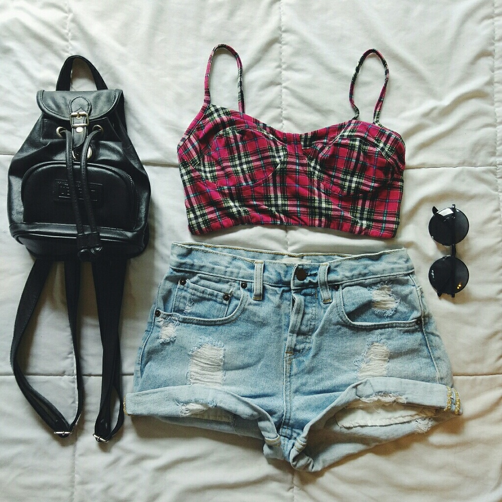 🚫SOLD🚫 F21 plaid grunge bralette