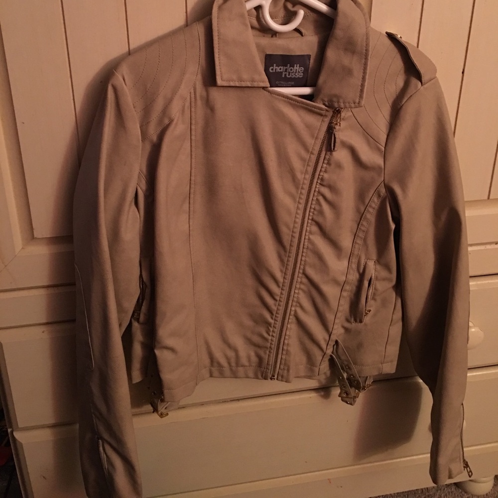 Beige leather jacket