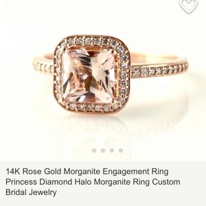 14k rose gold morganite/ diamond ring SET!