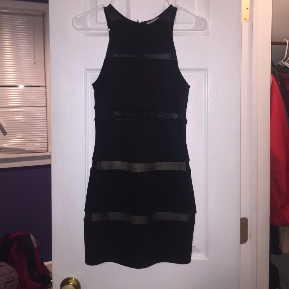 Black mesh bodycon dress