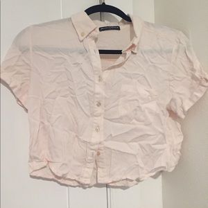 Pink Crop Collared Tee