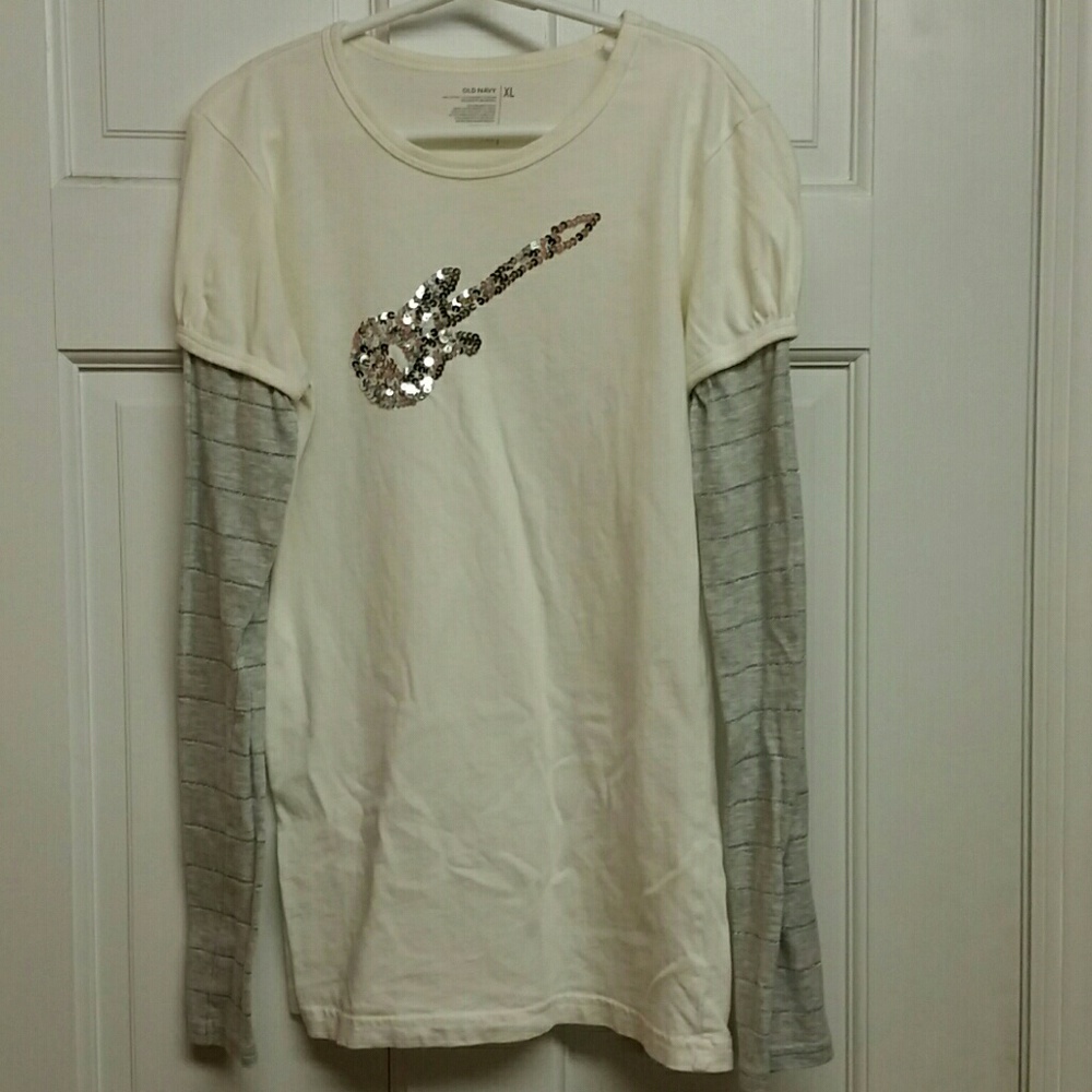 Sequin guitar kids long sleeve