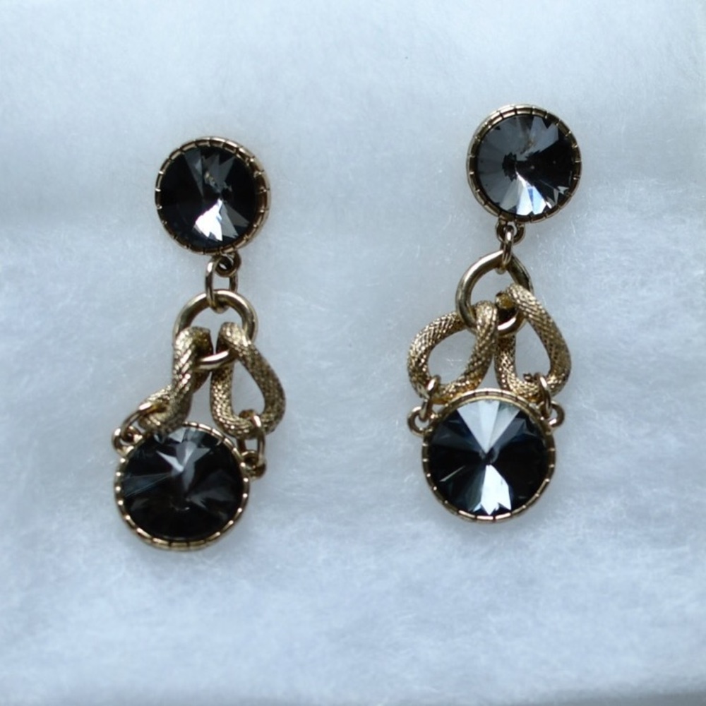 Golden with black stone earrings