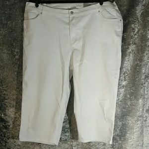 NWT Catherine's Stretch Distressed Capris White 22