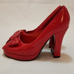 Pinup style red patent leather heels