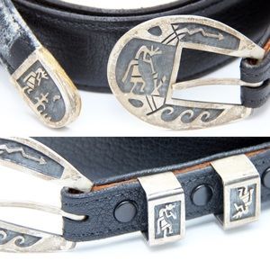 Kokopelli Sterling Overylay Belt Zuni OP0062