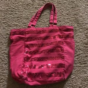 Victoria's Secret pink colored sparkle bag