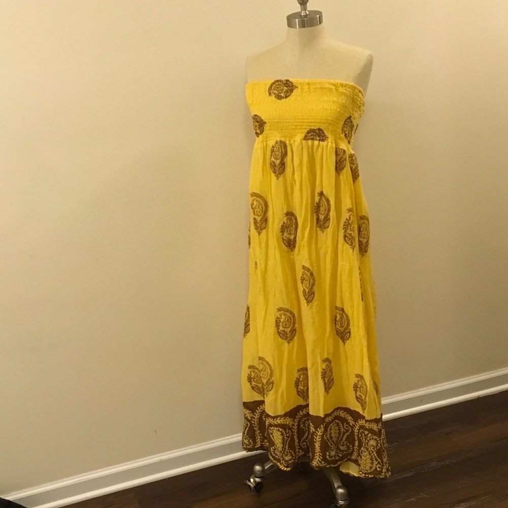 Size Large sundress with metallic print.