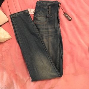 Blue high waisted skinny jeans