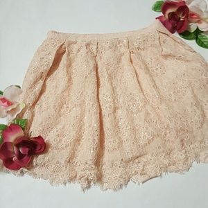 ♡ Blush Pink Lace Cocktail Skirt ♡