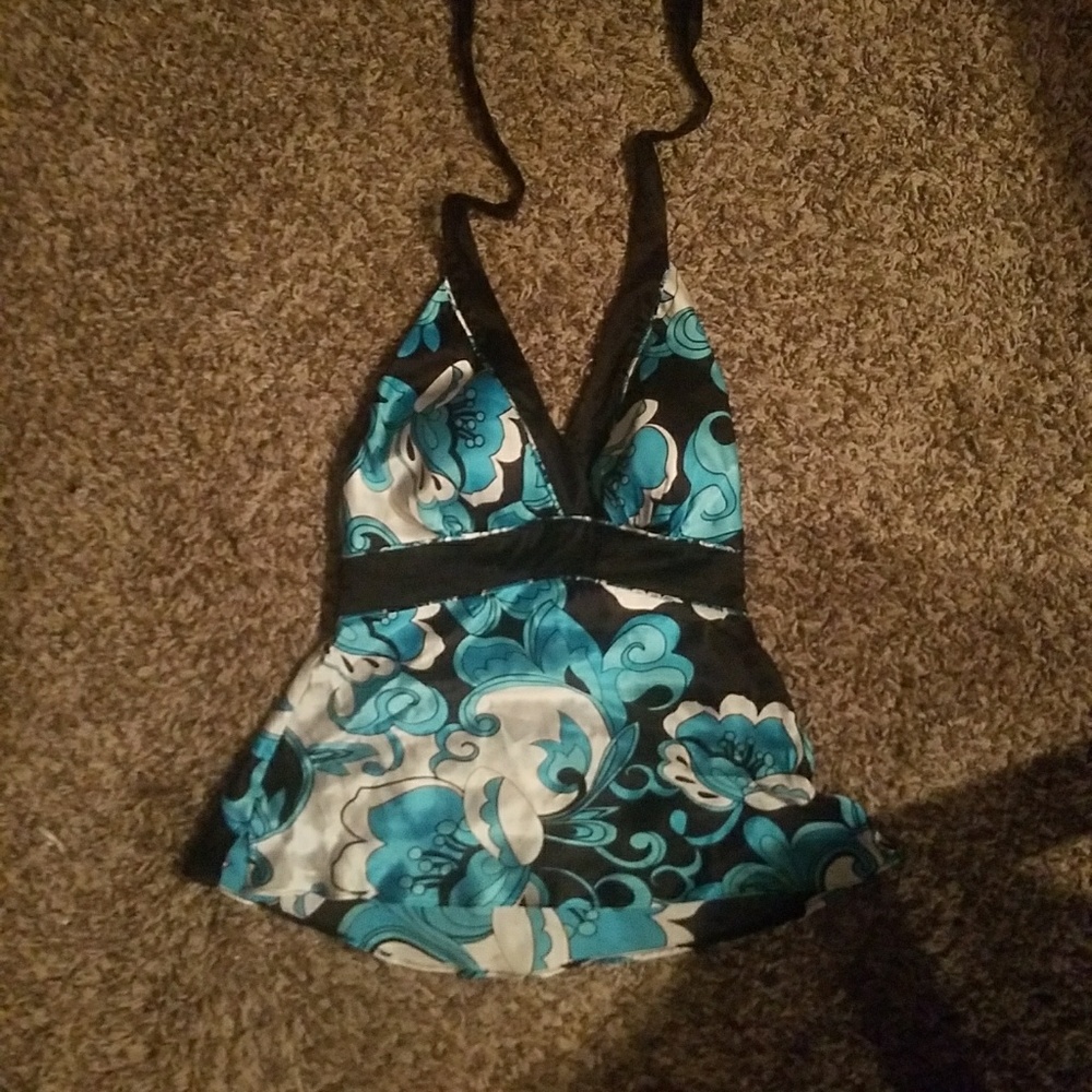 Fitted Halter top turquoise and black