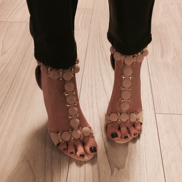 Available! Stud and balls Satin Suede Heels - Picture 7 of 8