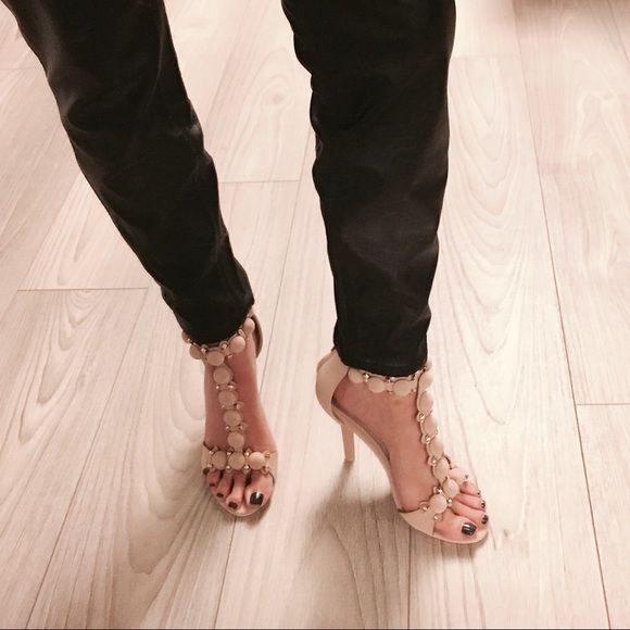 Available! Stud and balls Satin Suede Heels - Picture 2 of 8