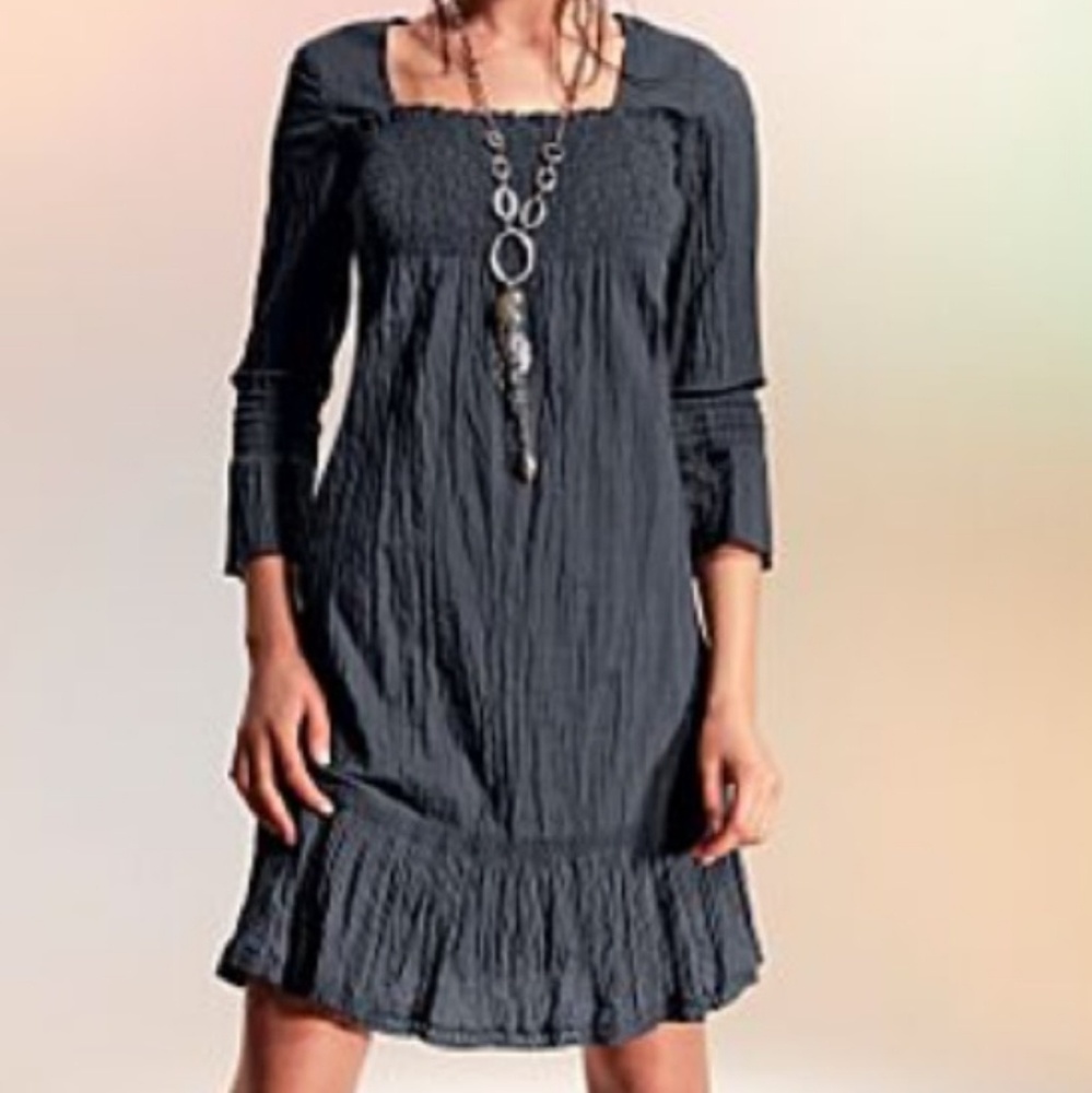 Dark grey peasant style dress. NWOT