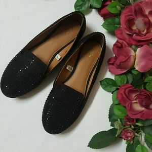 ♡ Black Sparkly Studded Loafer Flats ♡