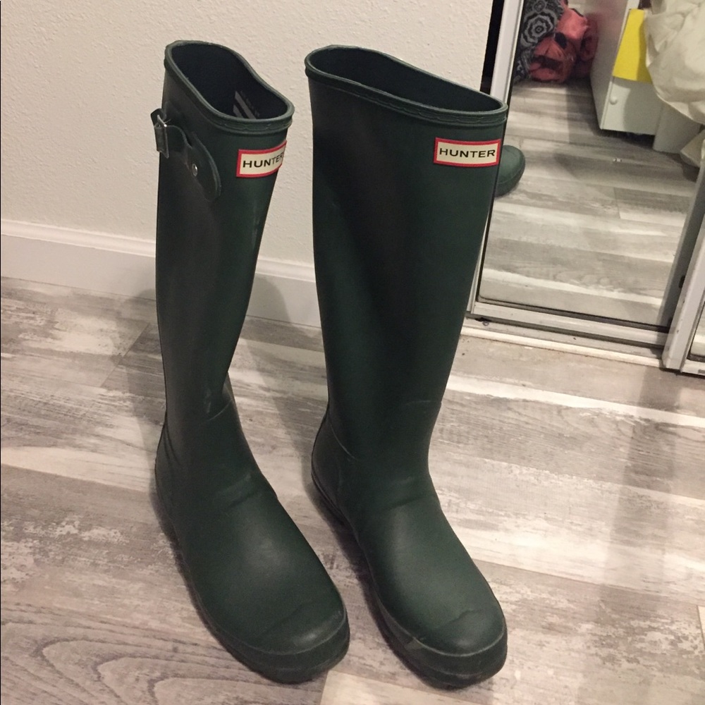 Lightly worn tall hunter boots