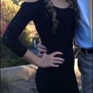 black bodycon lace BeBe dress