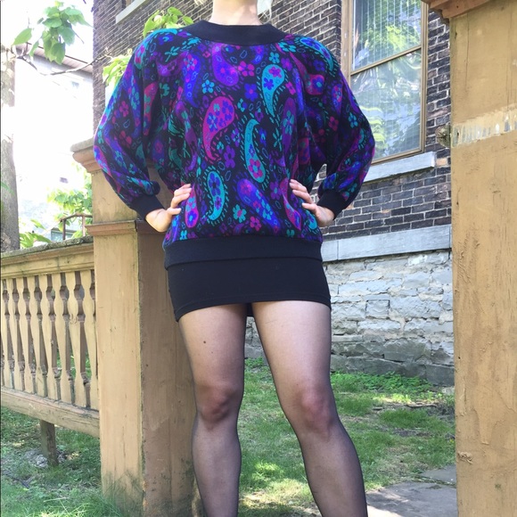 Vintage 80s Novelty Floral Paisley Pullover - Picture 2 of 3