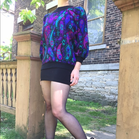 Vintage 80s Novelty Floral Paisley Pullover - Picture 3 of 3
