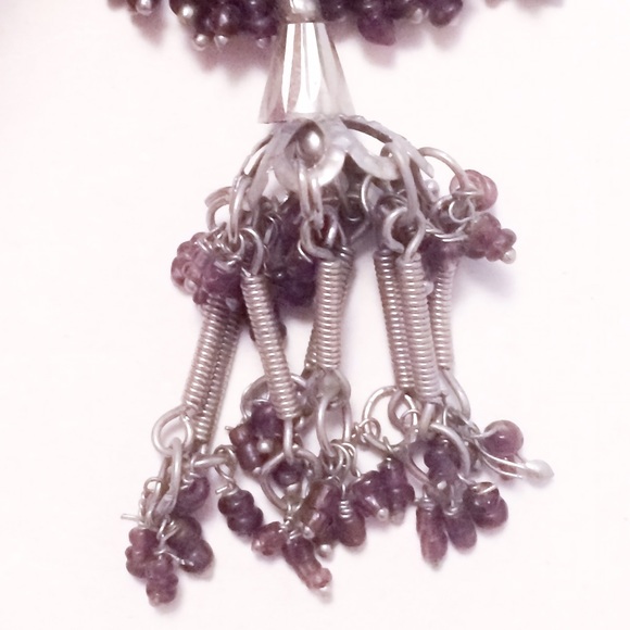 VINTAGE INDIAN EARRINGS W/AMETHYST STONES - Picture 4 of 5