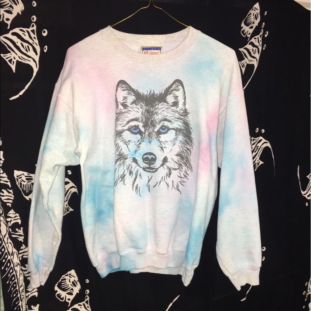 Tie Dye Wolf Crewneck Sweatshirt