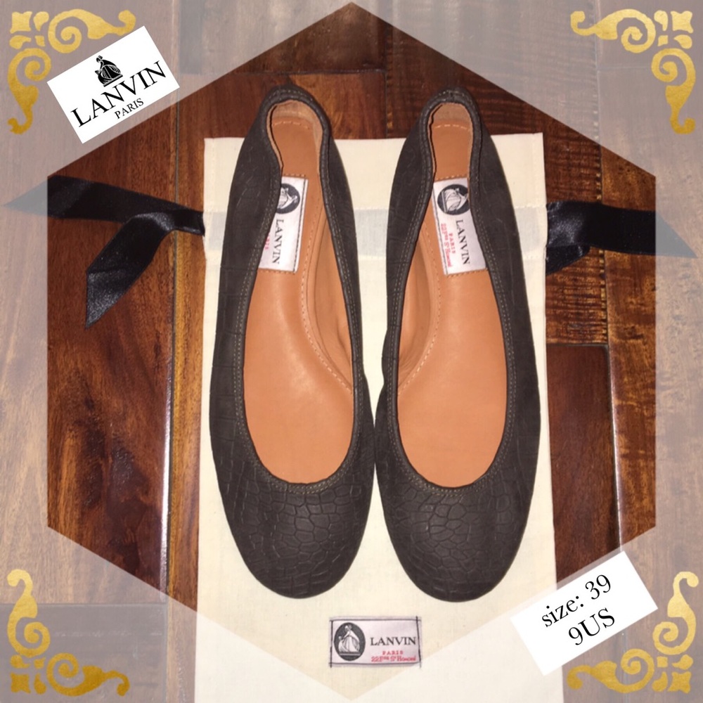 NEW Lanvin Croc-Embossed Ballerina Flat