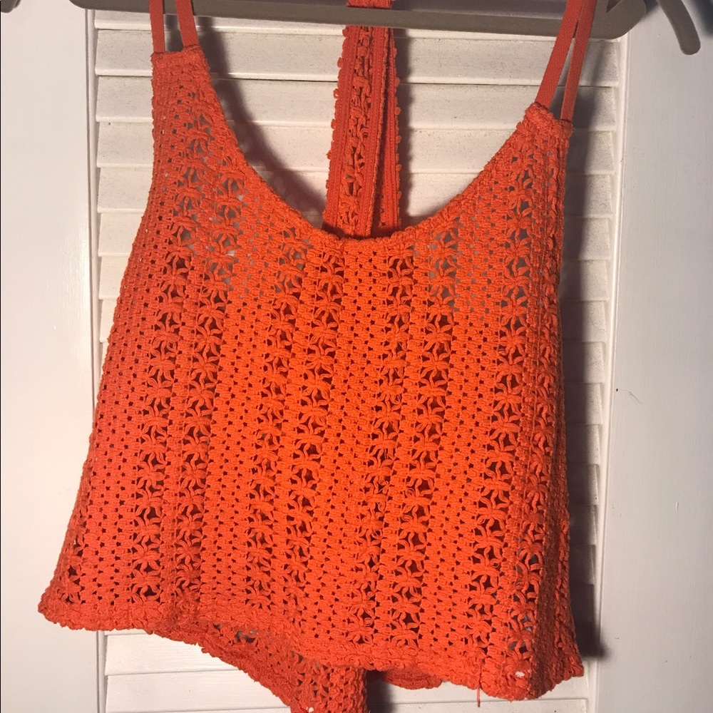 Rosy orange knot shirt