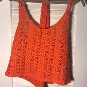 Rosy orange knot shirt