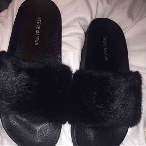 Steve Madden Faux Fur Slides