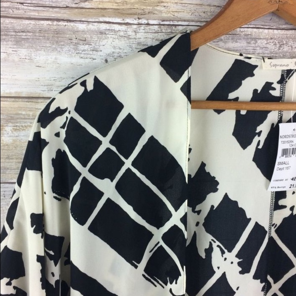 Black & Cream Kimono Top