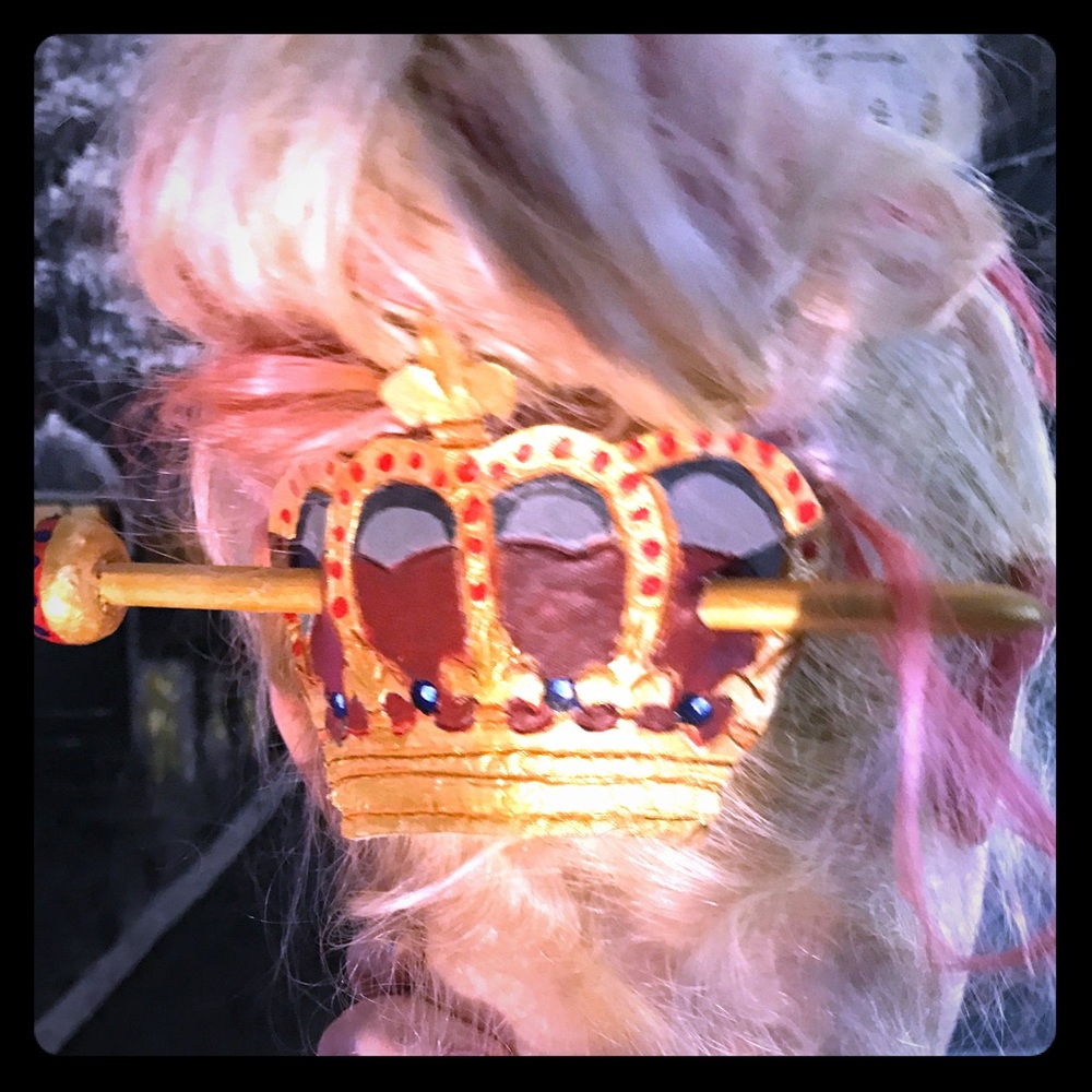 Crown hair pin! Hand carved leather, slay queen!