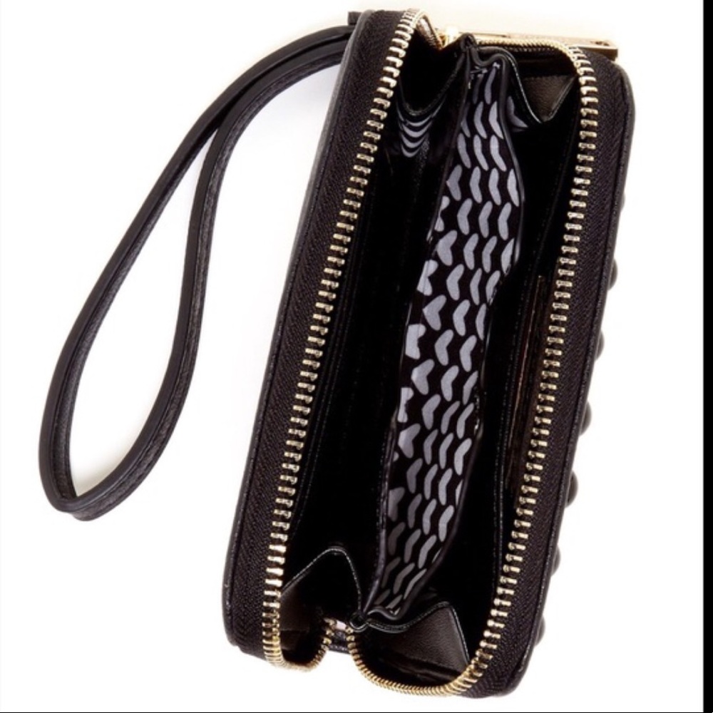Studded Black Wristlet Clutch Wallet