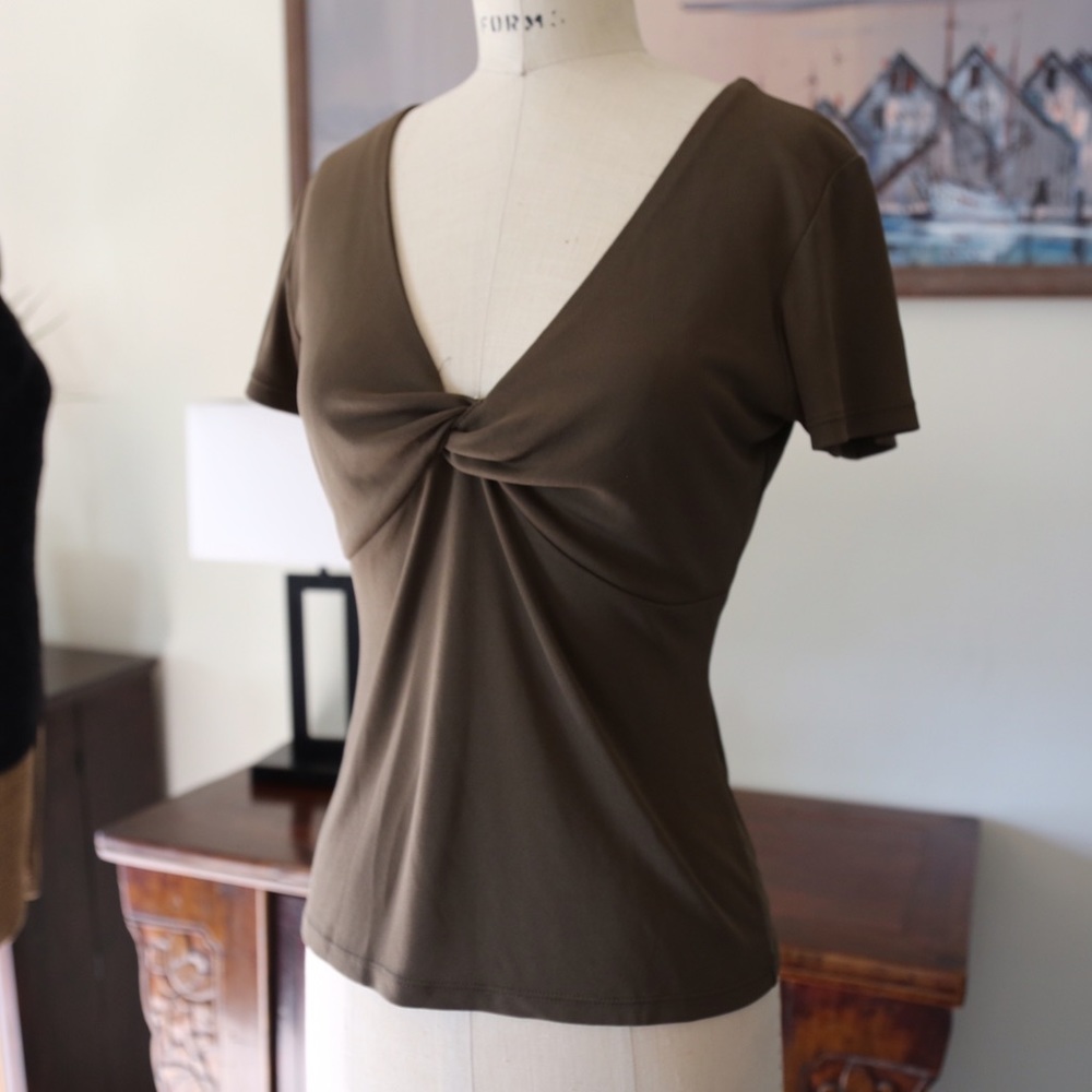Olive green Banana Republic V-neck top