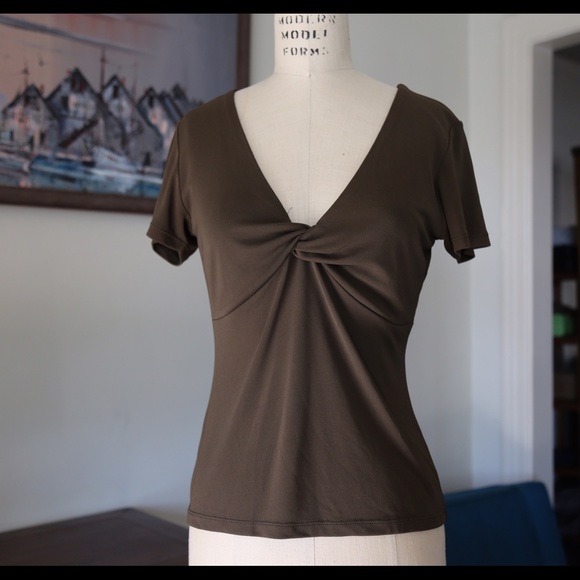 Olive green Banana Republic V-neck top - Picture 2 of 2