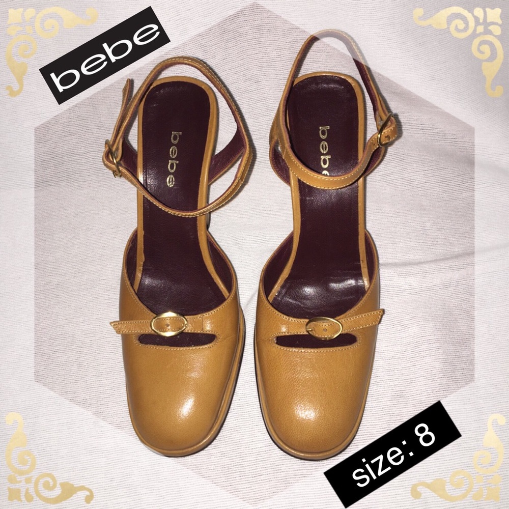 bebe Closed Toe Ankle Strap Heels