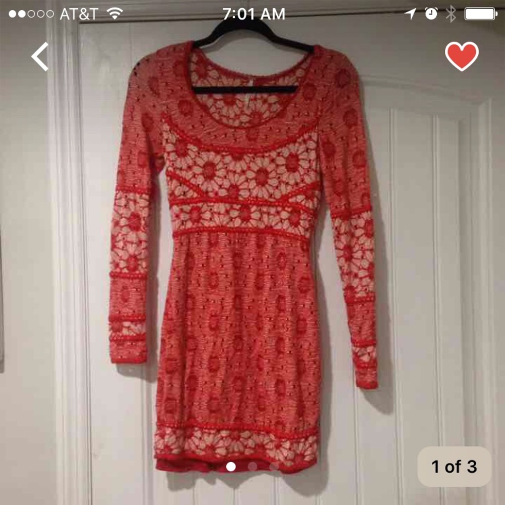 Free People Red Flower Dress Sz xs but will fit s