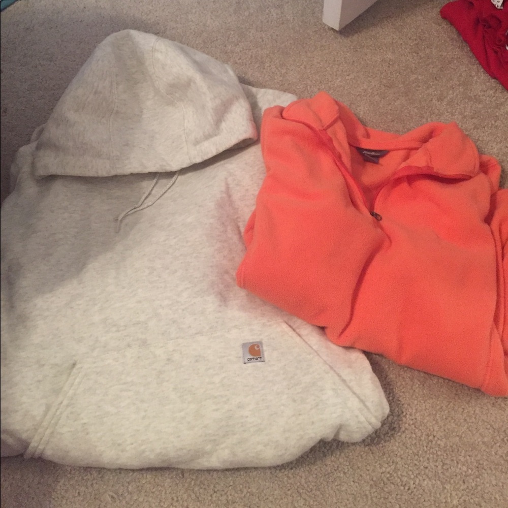 Carhart hoody and Eddie Bauer zip up bundle