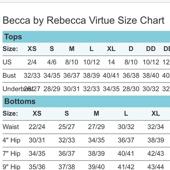 55 off becca other becca electric current top becca swim size chart