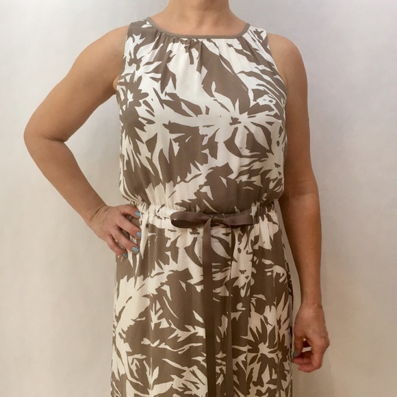 Ann Taylor maxi tank dress beige white size 2 - Picture 3 of 7