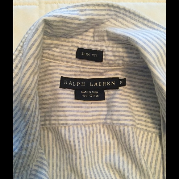 Ralph Lauren blue/white striped knit oxford shirt - Picture 2 of 3