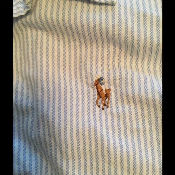 Ralph Lauren blue/white striped knit oxford shirt - Picture 3 of 3