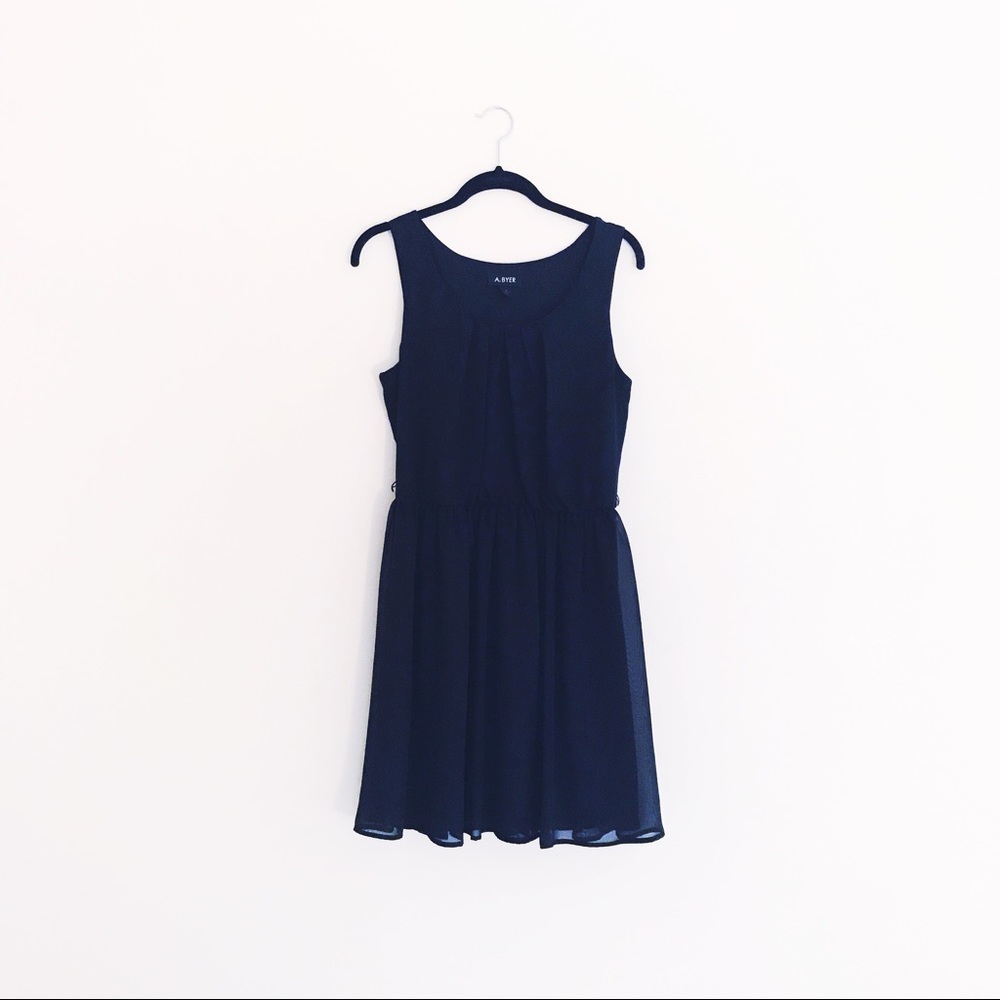 black blouson dress by A. Byer